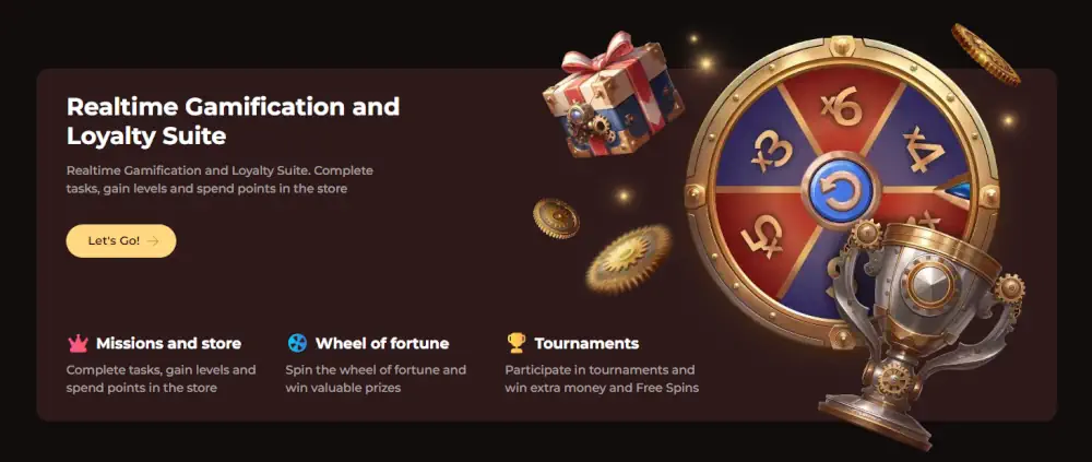 Vinci Spin zestaw gamifikacji w czasie rzeczywistym z kołem fortuny i nagrodami lojalnościowymi
